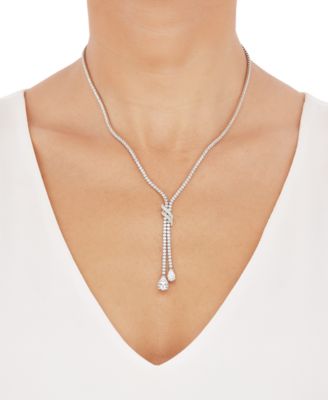 Cubic Zirconia Lariat Necklace in Sterling Silver