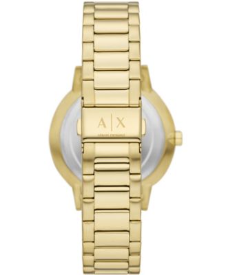 Men's Three-Hand Gold-Tone Stainless Steel Bracelet Watch and Bracelet Gift Set, 42mm