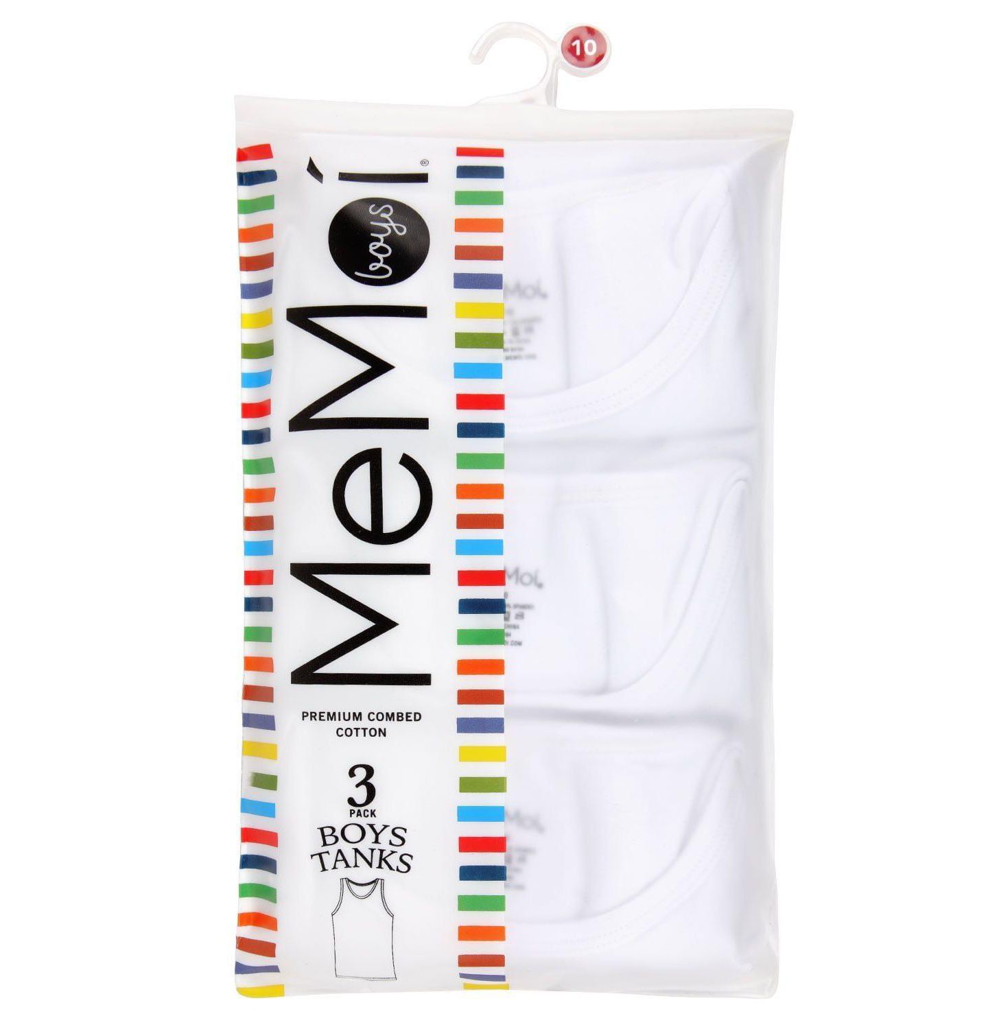 Топы MeMoi 3 Pairs Sleeveless Cotton Tank Toddler Child для мальчиков, цвет: Белый — фото 2