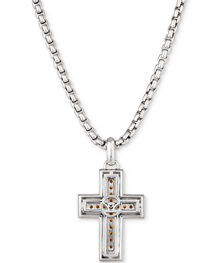 Le Vian Chocolatier® Men's Chocolate Diamond Cross 22" Pendant Necklace