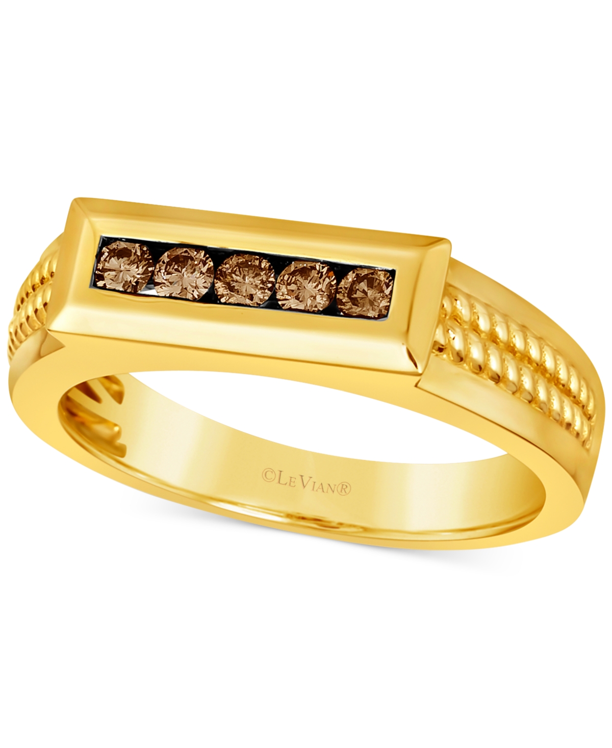 Chocolatier Men's Chocolate Diamond Rope Design Ring (1/3 ct. t.w.) in 14k Gold - Gold