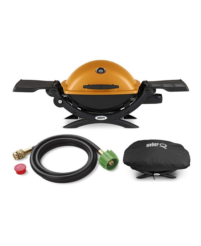 er Q1200 Liquid Propane Grill (Orange) With Adapter Hose And Grill
