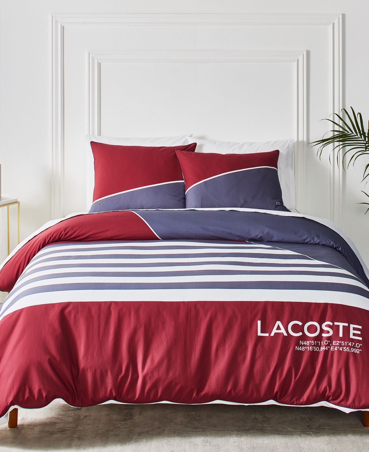 Lacoste Colorblock Comforter Set Collection Bedding Maroon ModeSens