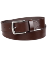 Club Room Men's Square-Buckle Cut-Edge Leather Belt, Created for Macy's - Brown