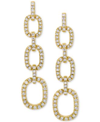 Diamond Pav&eacute; Chain Link Drop Earrings (5/8 ct. t.w.) in 14k White or Yellow Gold