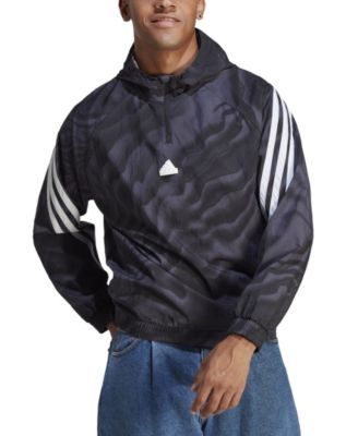 adidas - Men's Future Icons Loose-Fit Abstract-Print Quarter-Zip Hoodie