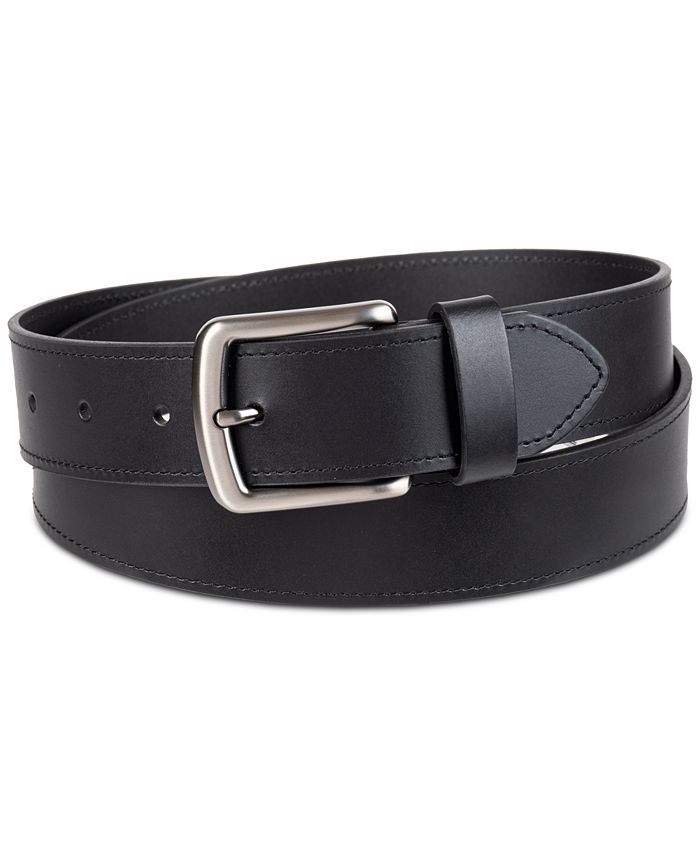 Club Room Men's Square-Buckle Cut-Edge Leather Belt, Created for Macy's ...