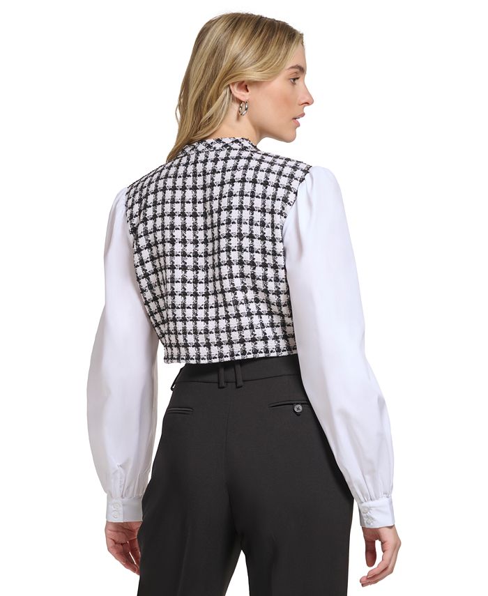Calvin Klein Women's Mixed Media Cropped LongSleeve Jacket & Reviews