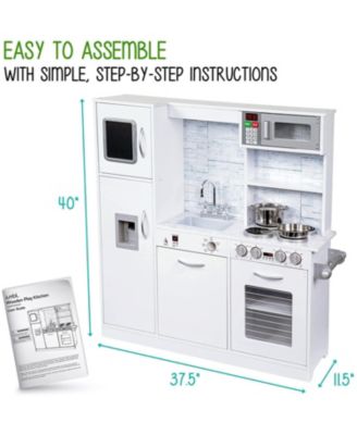 Kitchen Set for Kids, Wooden Pretend Play Kitchen Set White