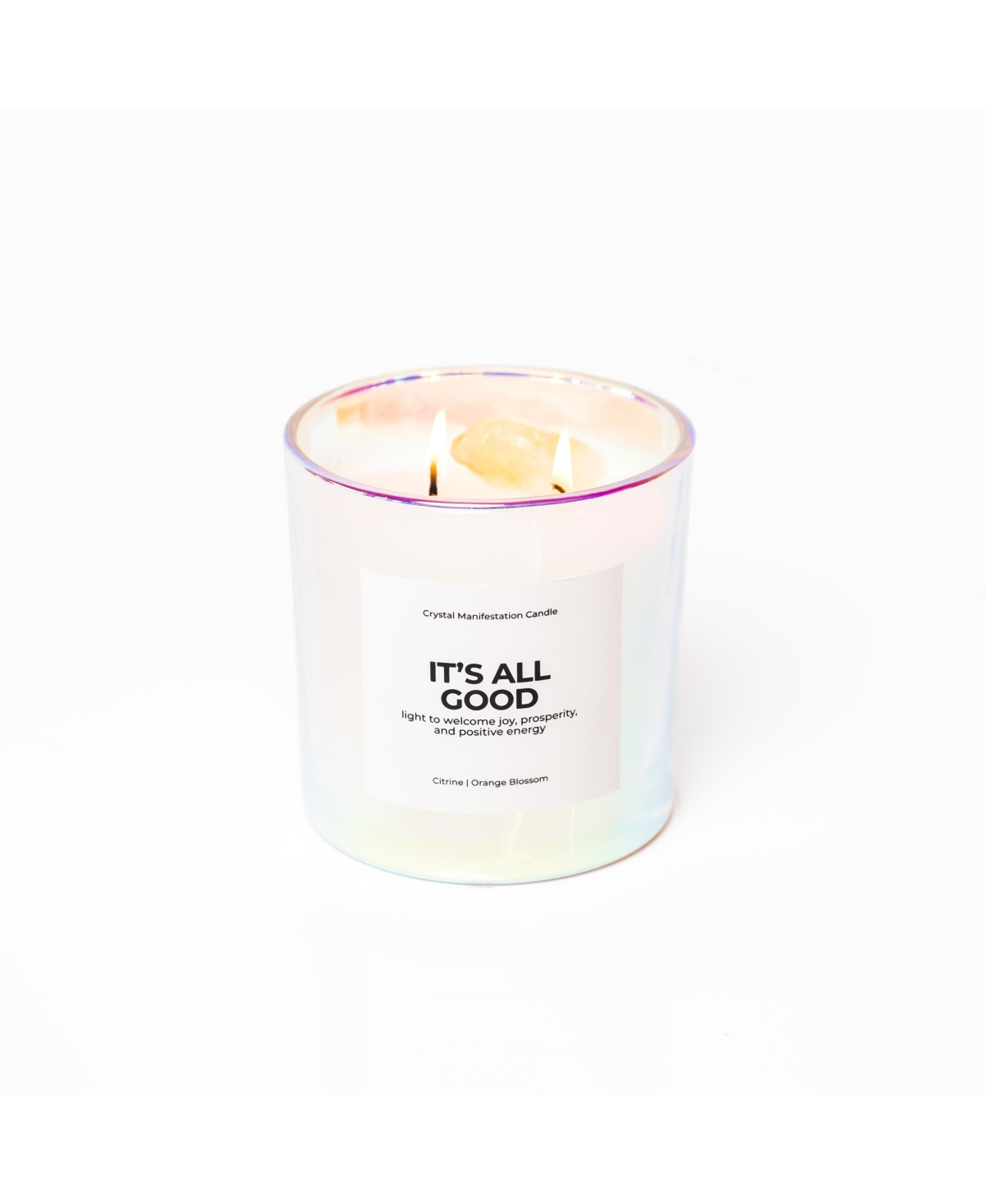 Jill & Ally Its All Good Orange Blossom Scented with Citrine Crystal Manifestation Candle