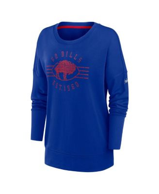Women's Royal Buffalo Bills Rewind Playback Icon Performance Pullover Sweatshirt
