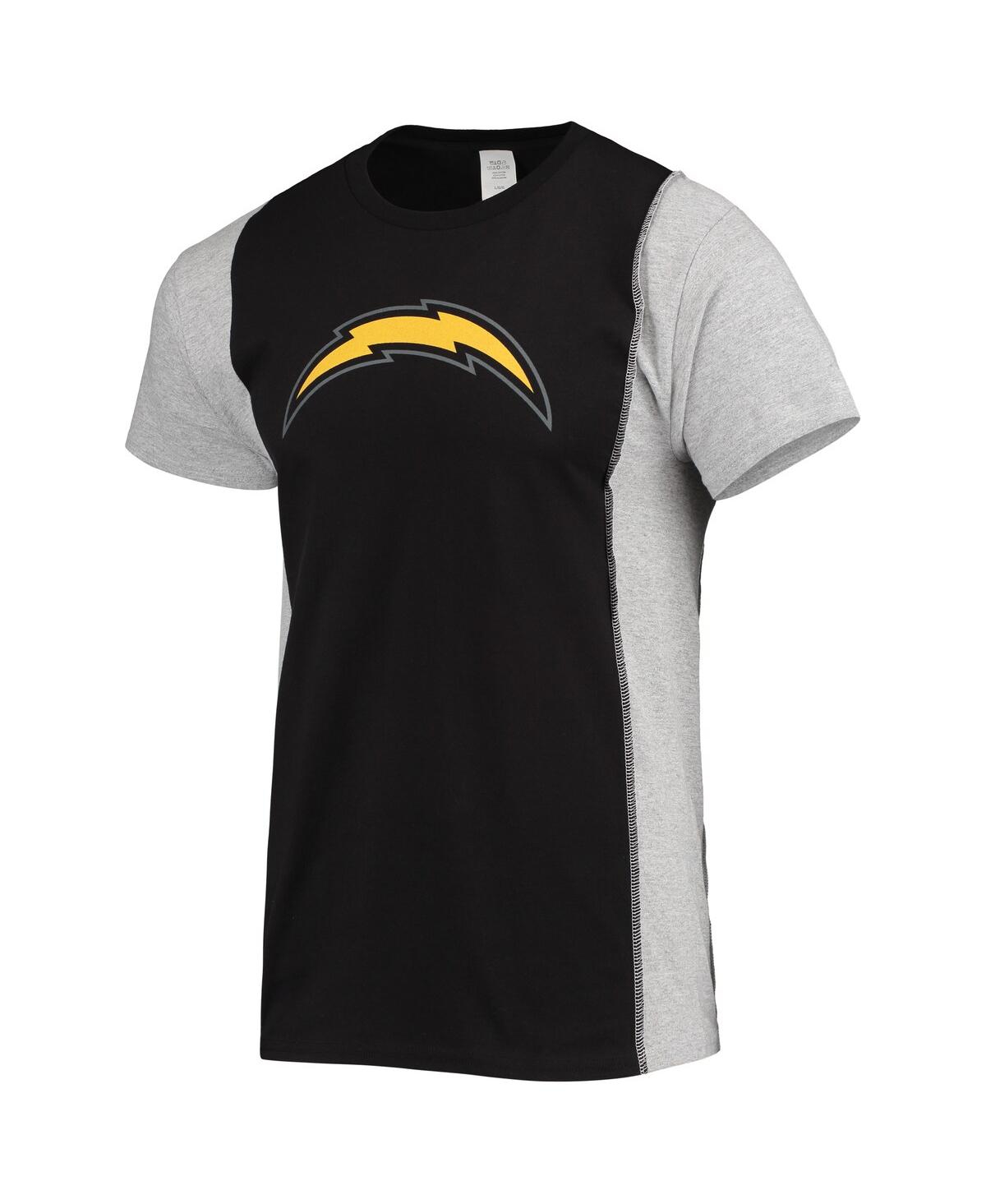 Shop Refried Apparel Men's  Black, Heathered Gray Los Angeles Chargers Split T-shirt In Black,heathered Gray