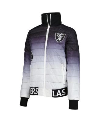 Women's Black, Silver Las Vegas Raiders Color Block Full-Zip Puffer Jacket