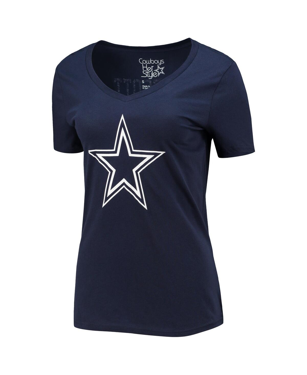 Women's Fanatics Dak PrescottDallas Cowboys Player Icon Name and Number V-Neck T-shirt - Navy