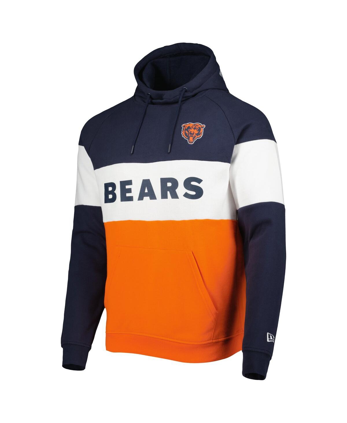 Shop New Era Men's  Orange Chicago Bears Colorblock Current Pullover Hoodie