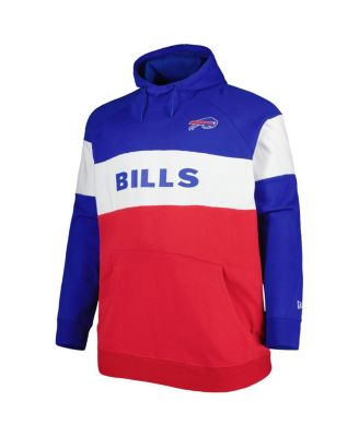 Men's Red Buffalo Bills Big and Tall Current Team Colorblock Fleece Raglan Pullover Hoodie