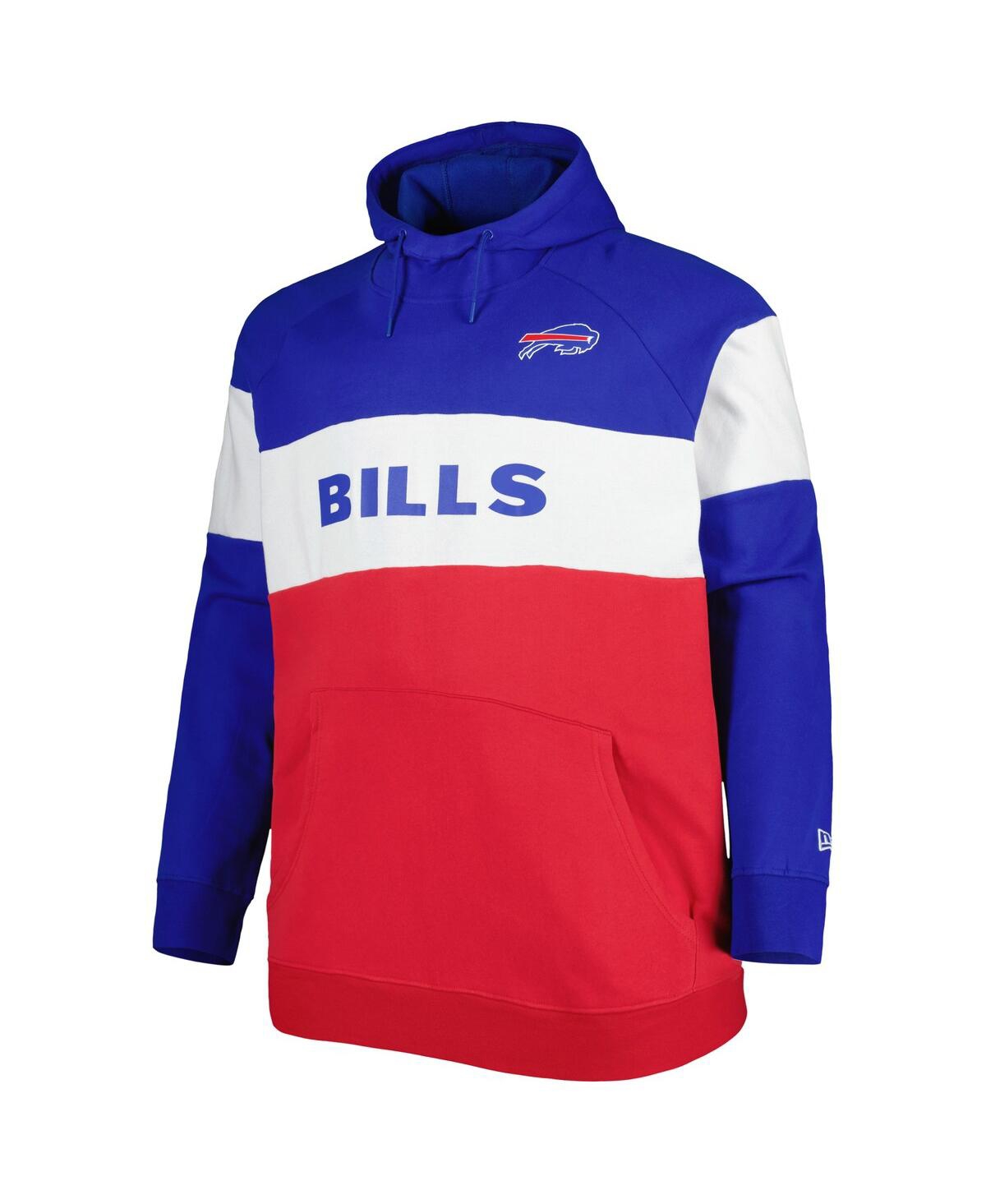 New Era Men's  Red Buffalo Bills Big And Tall Current Team Colorblock Fleece Raglan Pullover Hoodie In Red