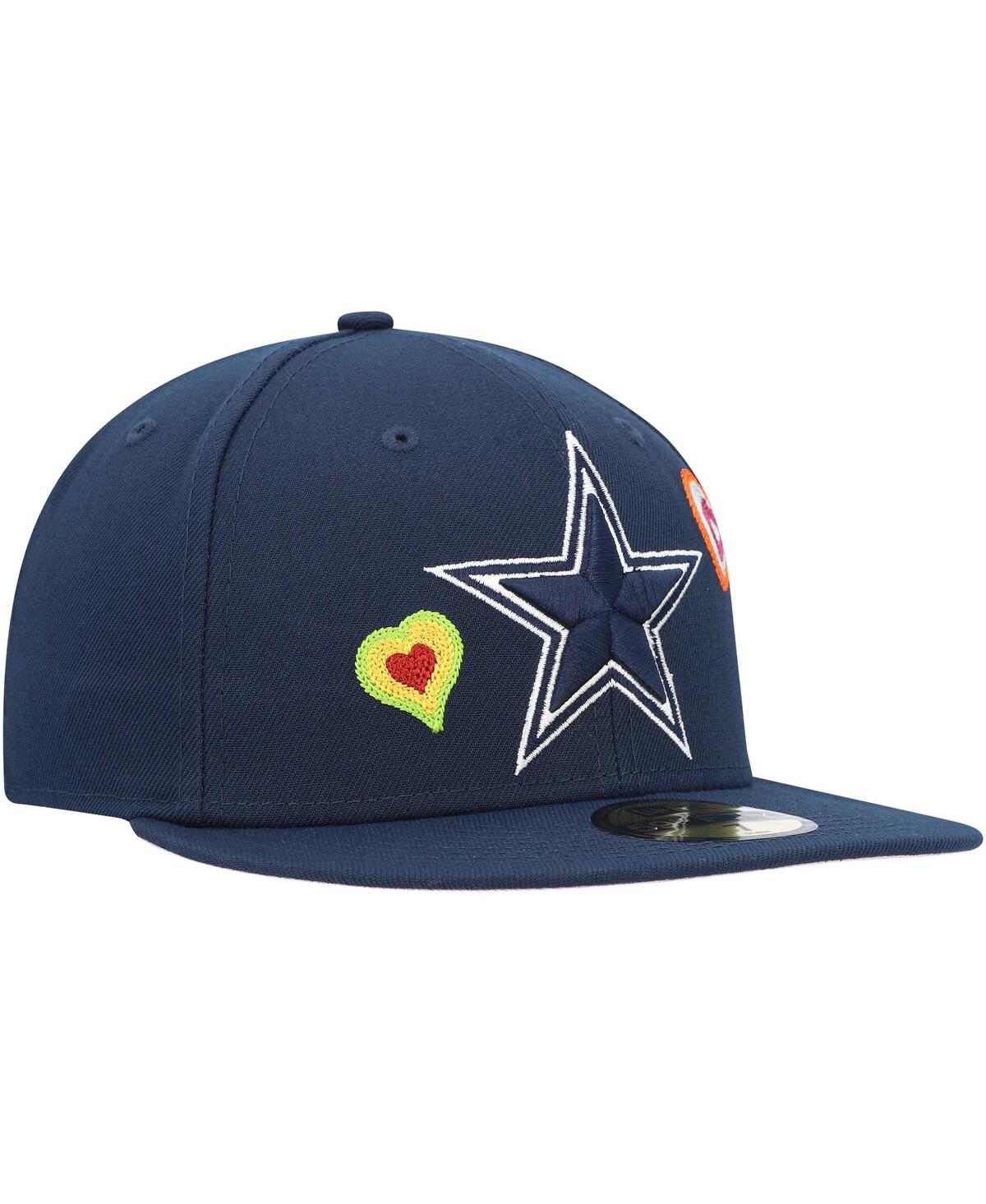 New Era Navy Dallas Cowboys Chain Stitch Heart 59fifty Fitted Hat In Navy