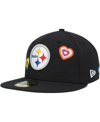Men's Black Pittsburgh Steelers Chain Stitch Heart 59FIFTY Fitted Hat