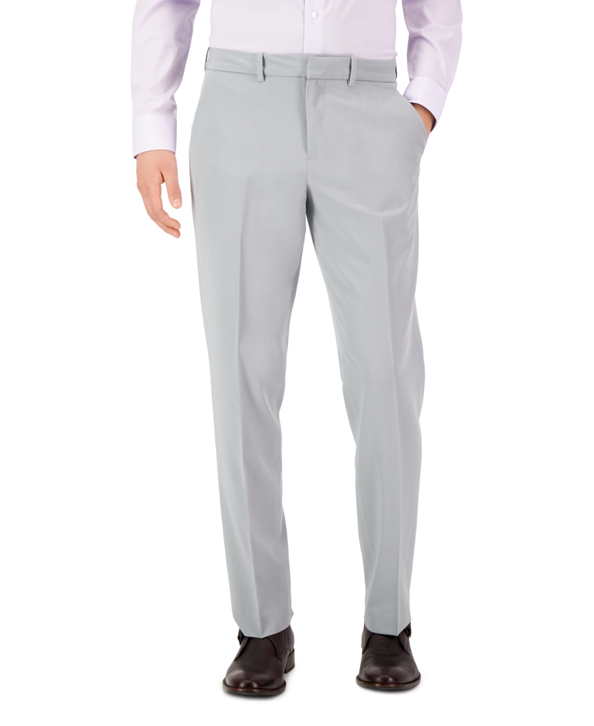 Perry Ellis Portfolio Men's Modern-fit Stretch Solid Resolution Pants In Gray