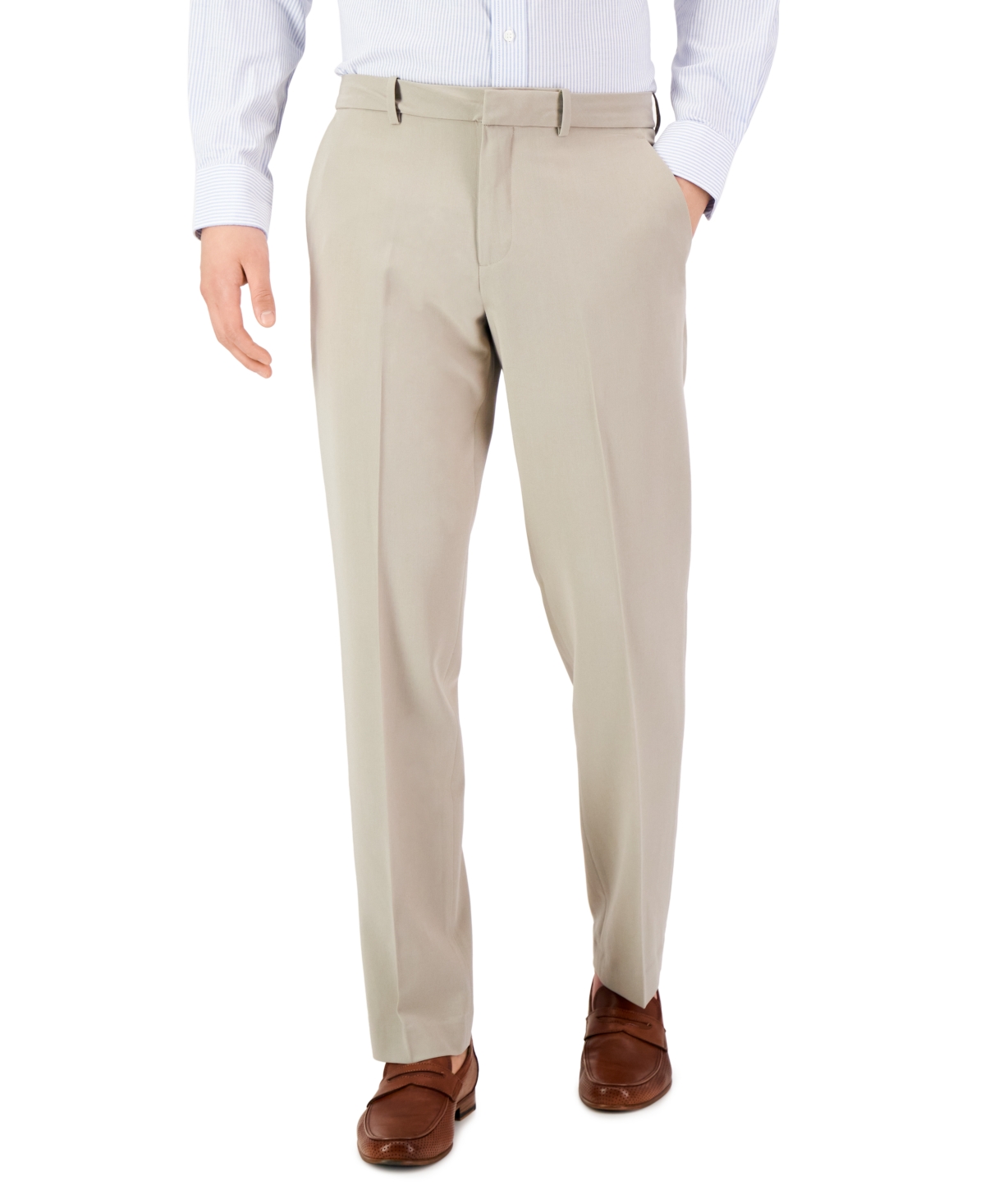Shop Perry Ellis Portfolio Men's Modern-fit Stretch Solid Resolution Pants In Stone