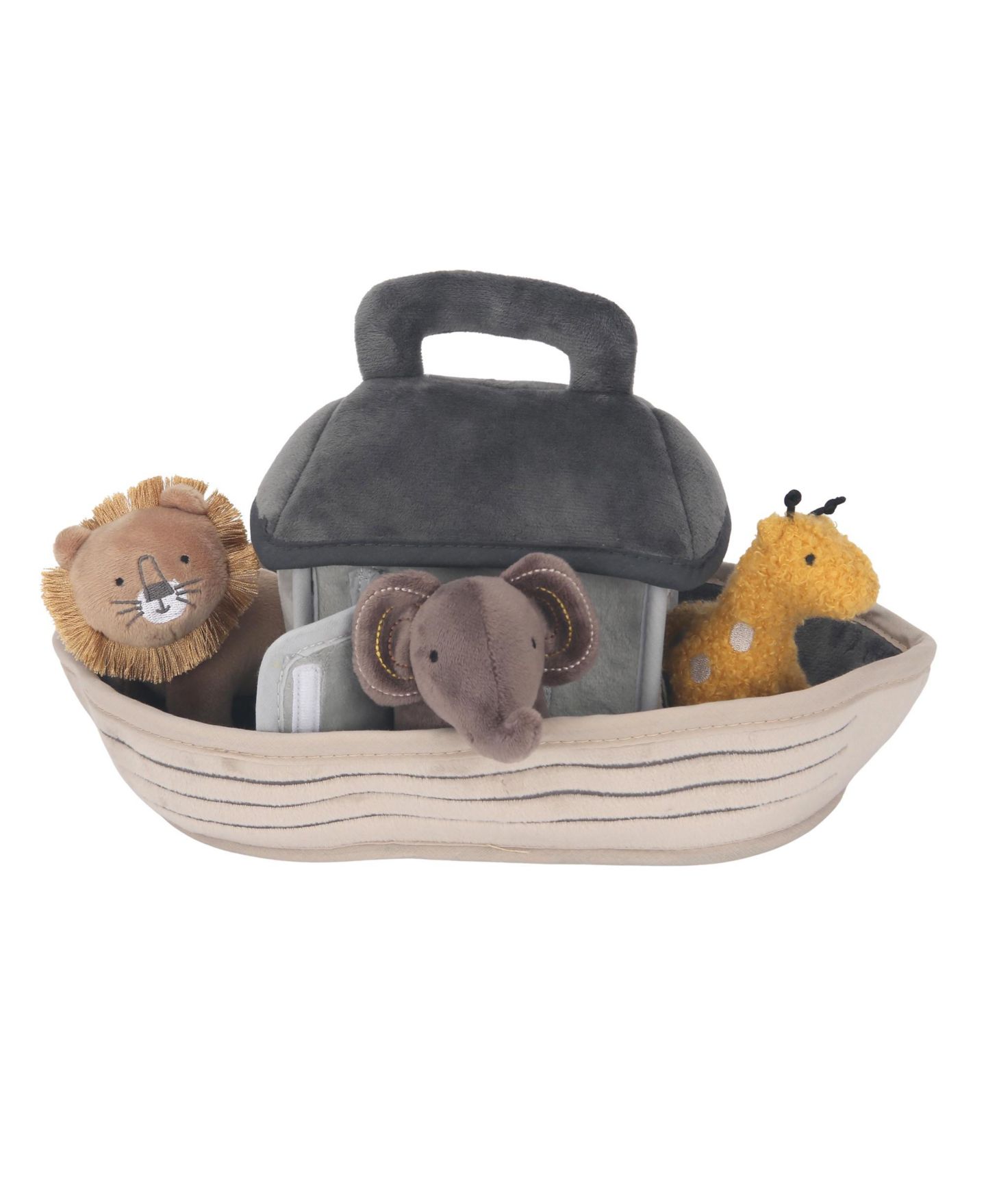 Детская мягкая игрушка Lambs & Ivy Baby Noah Interactive Plush Boat/Ark with Stuffed Animal Toys, цвет: Серо-коричневый — фото 1