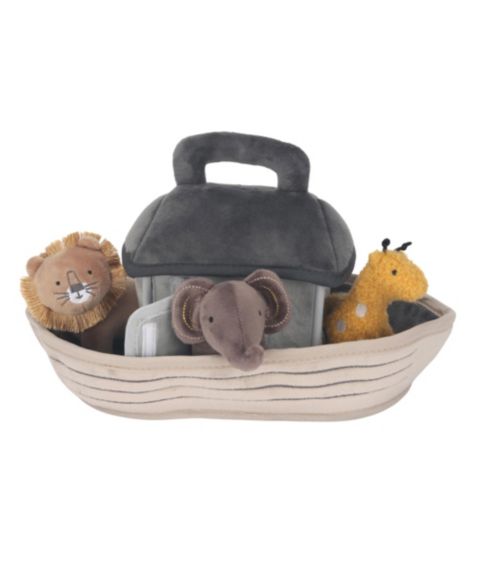 Детская мягкая игрушка Lambs & Ivy Baby Noah Interactive Plush Boat/Ark with Stuffed Animal Toys, цвет: Серо-коричневый