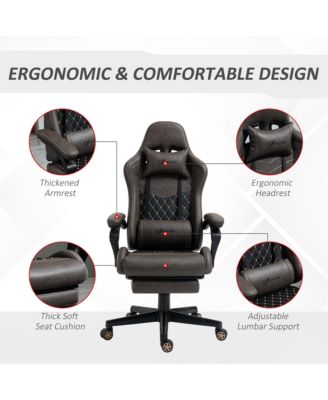 Adjustable High Back Gaming Chair Office Recliner w/ Footrest, Pillow