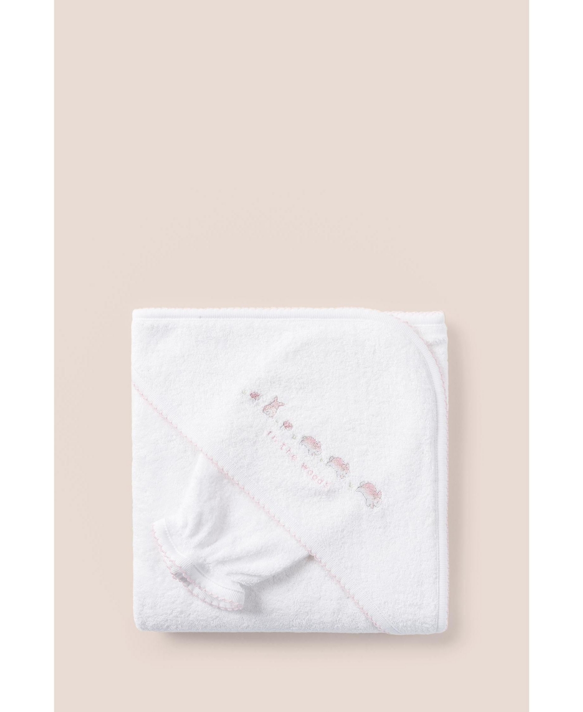 Babycottons Unisex In The Woods Softest Bath Towel And Mitten Made Of Premium Peruvian Pima Cotton F In White