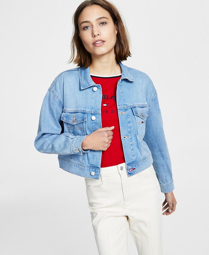 Tommy Jeans Women's Colorblocked Denim Trucker Jacket - Macy's
