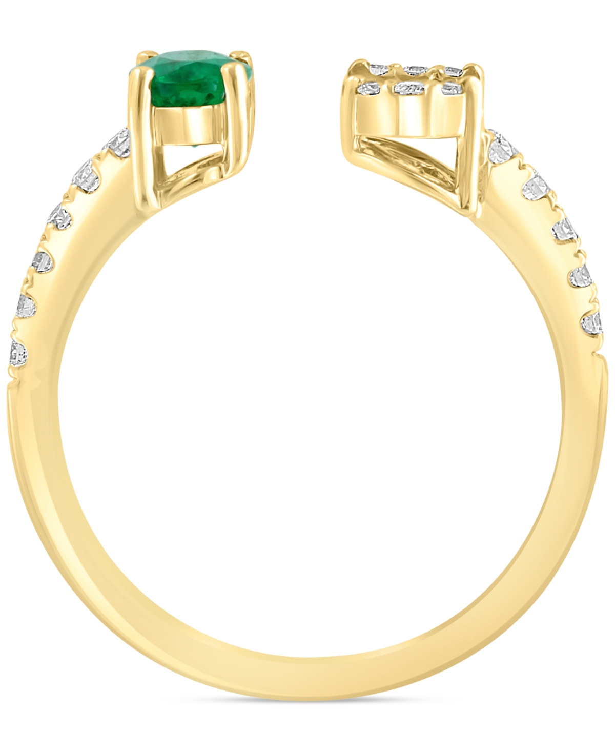 Effy(3/8 ct. t.w.) & Diamond (1/3 ct. t.w.) Cuff Ring in 14k Gold - Emerald