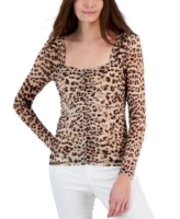 I.n.c. International Concepts Women's Ruched Printed Top, Created for Macy's - Carla Cheetah