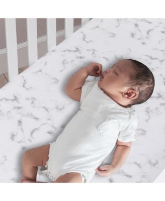 Baby Signature Gray/White Marble Organic Cotton Fitted Crib Sheet