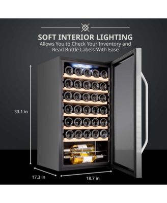 Freestanding Wine Refrigerator, 34 Bottle Wine Cooler
