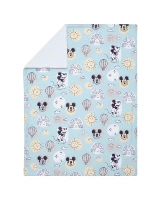Disney Baby Classic Mickey Mouse Blue/White Soft Fleece Baby Blanket