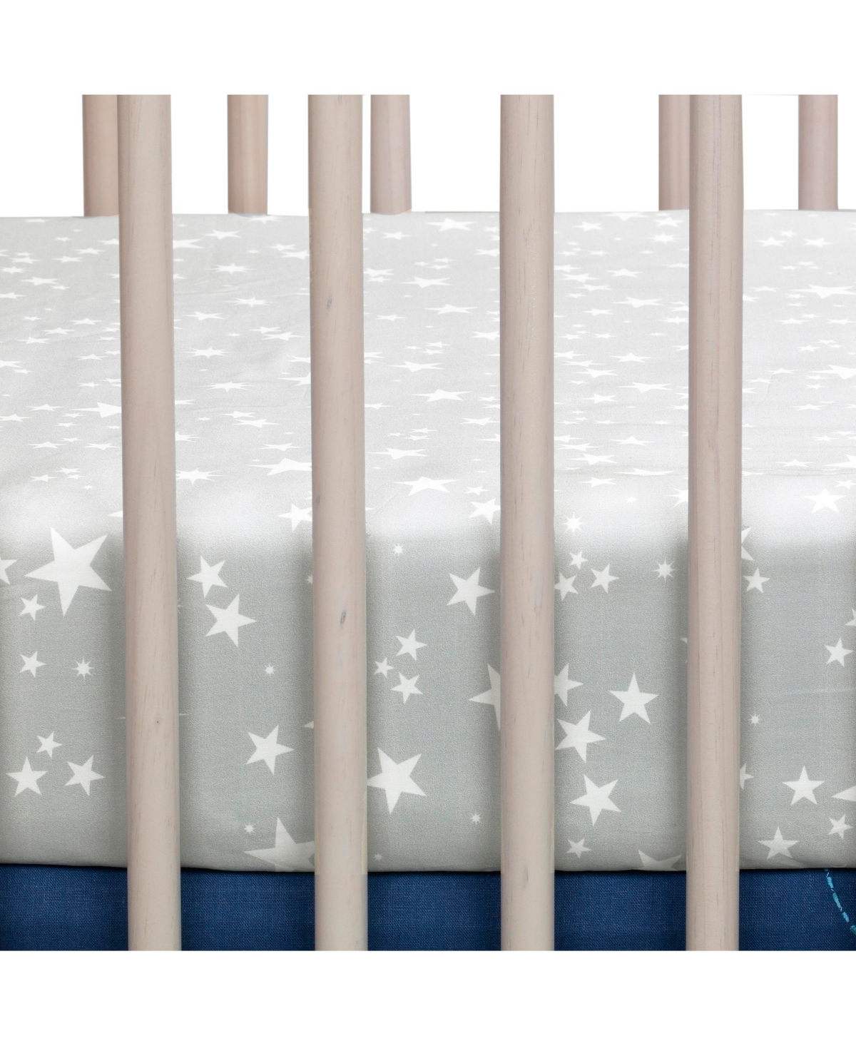Lambs & Ivy Milky WayWhite Stars 100% Cotton Baby Fitted Sheet - Gray