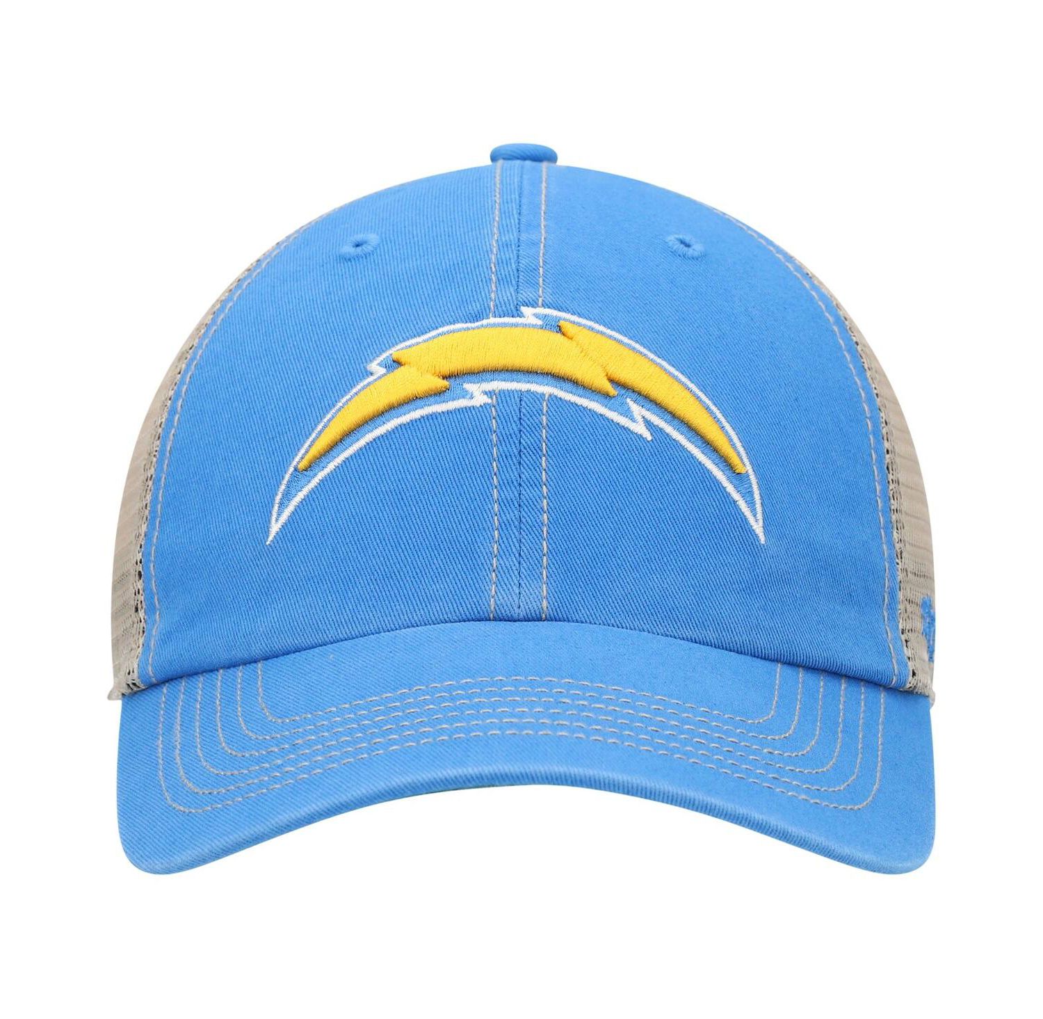 Men's Powder Blue, Natural Los Angeles Chargers Trawler Trucker Clean Up Snapback Hat