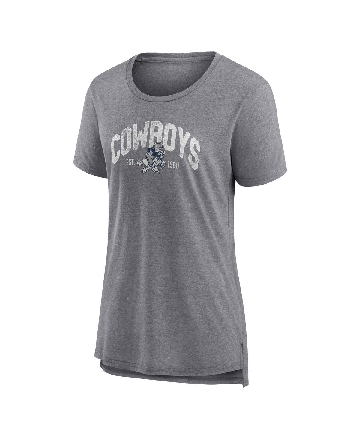 Fanatics Branded Heather Gray Denver Broncos Drop Back Modern Tri-blend T-shirt In Heathered Gray
