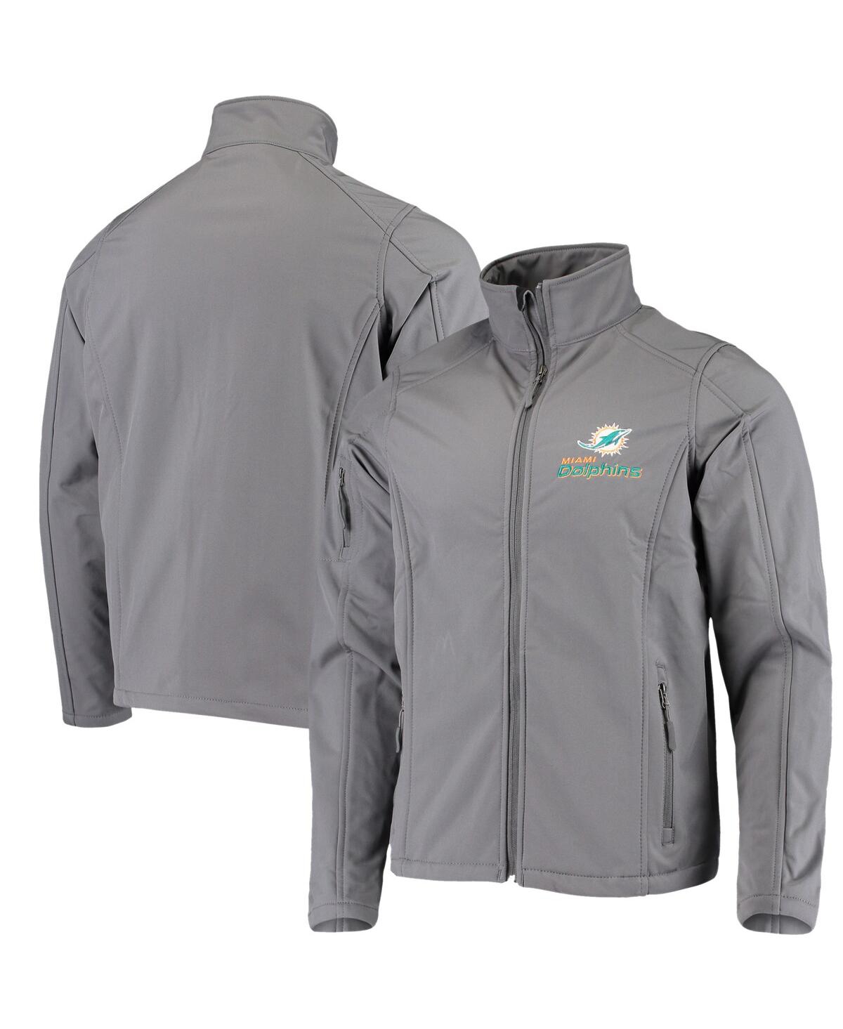 DUNBROOKE MEN'S DUNBROOKE CHARCOAL MIAMI DOLPHINS SONOMA SOFTSHELL FULL-ZIP JACKET 