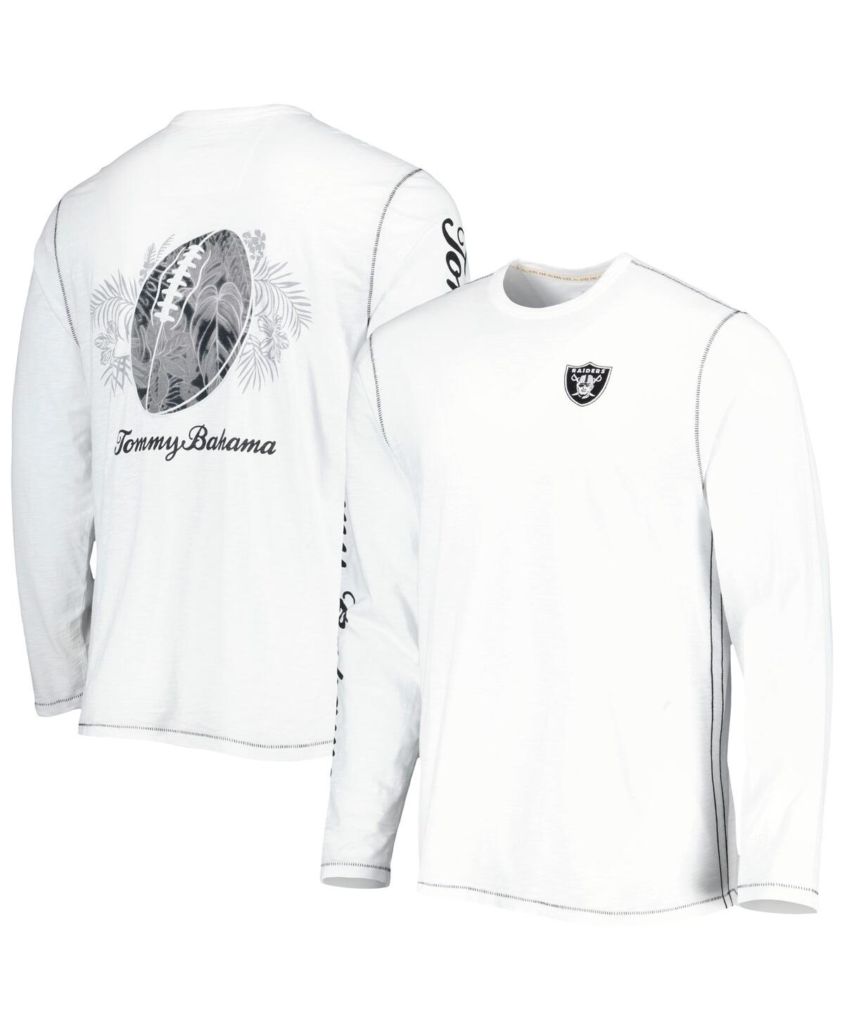Tommy Bahama Men's  White Las Vegas Raiders Laces Out Billboard Long Sleeve T-shirt
