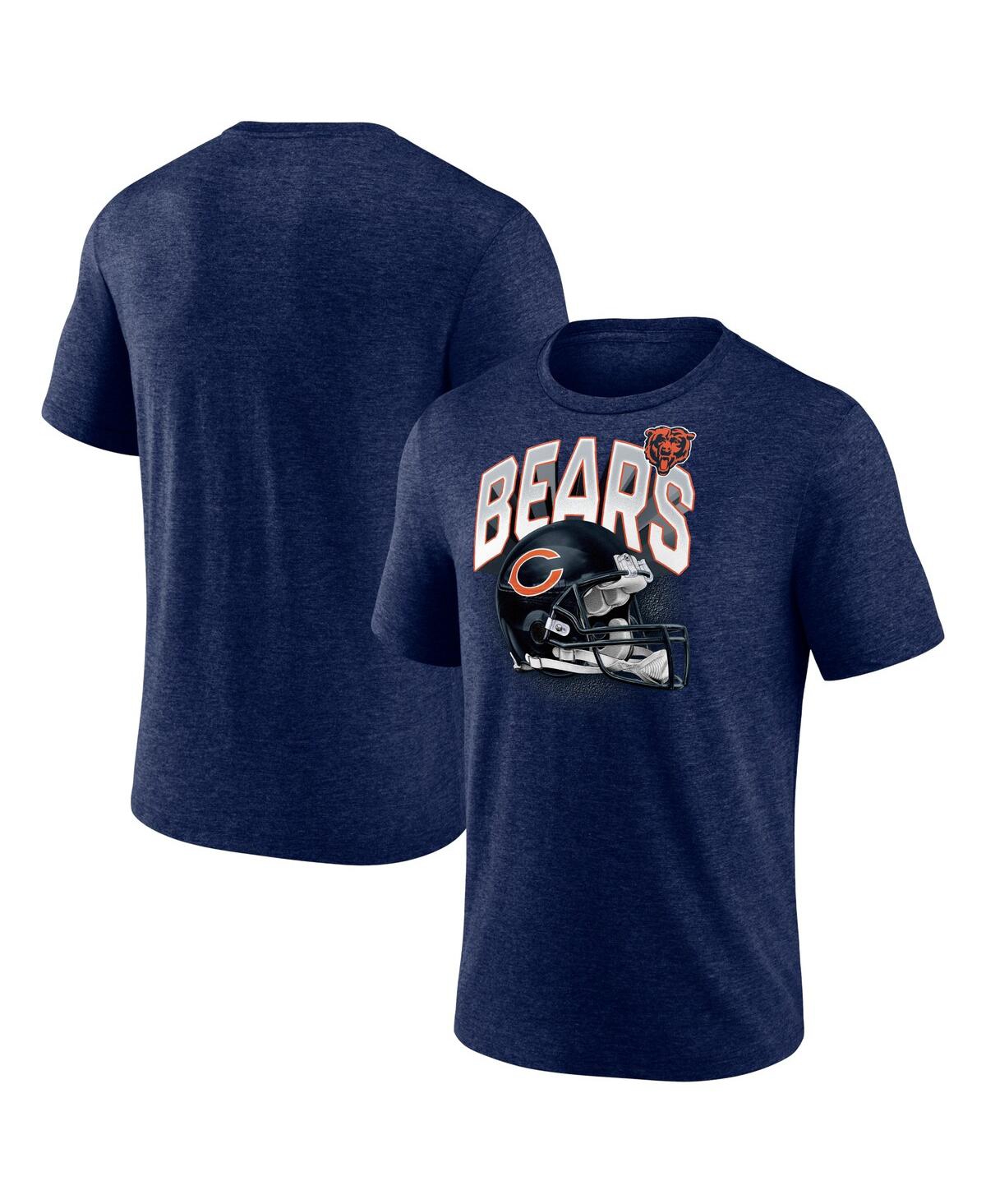 Shop Fanatics Men's  Heathered Navy Chicago Bears End Around Tri-blend T-shirt