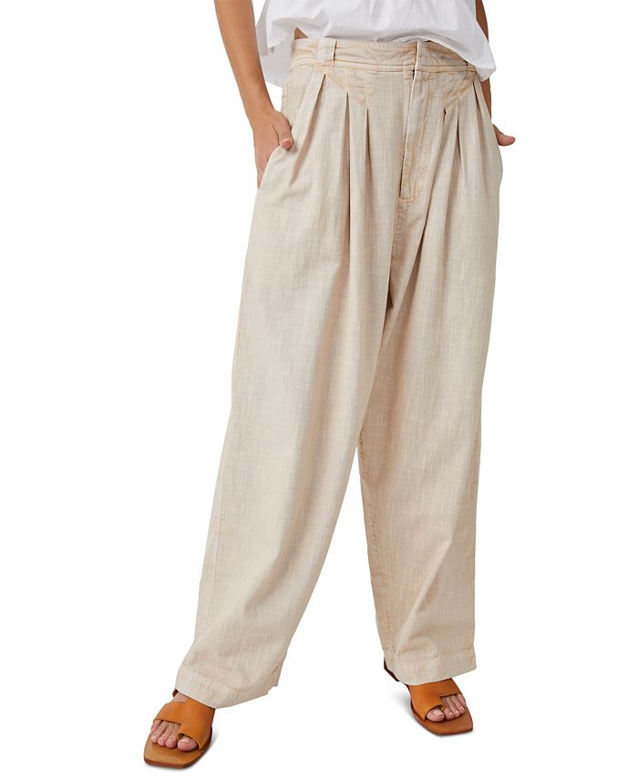 Free People Women's Lotta Love Cotton High-Rise Trousers - Macy's
