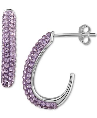 Giani Bernini - Lavender Crystal Pav&eacute; J-Hoop Earrings in Sterling Silver