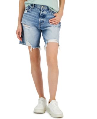 Lucky Brand Women's 90s Destructed Cut-Hem Loose-Fit Denim Shorts