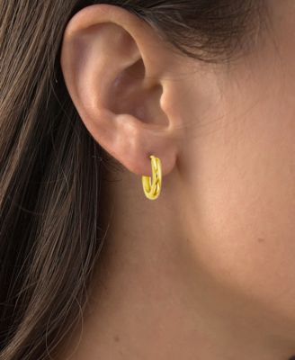 2-Pc. Set Cubic Zirconia Stud & Polished Small Hoop Earrings