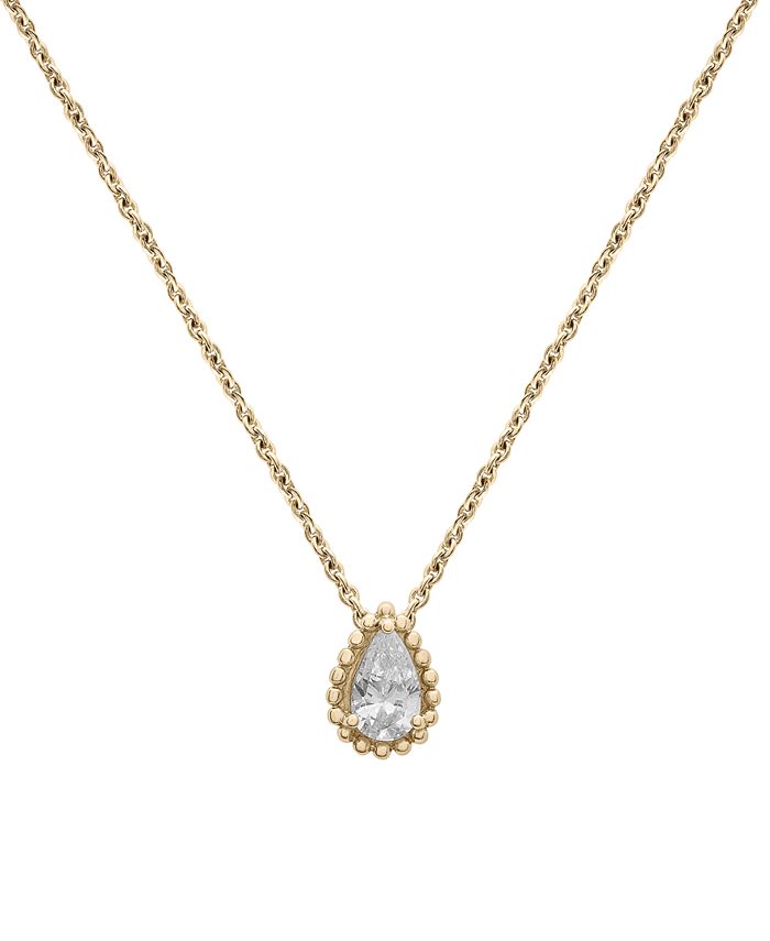 Macy's Diamond Pear Solitaire Pendant Necklace (1/4 ct. t.w.) in 14k ...
