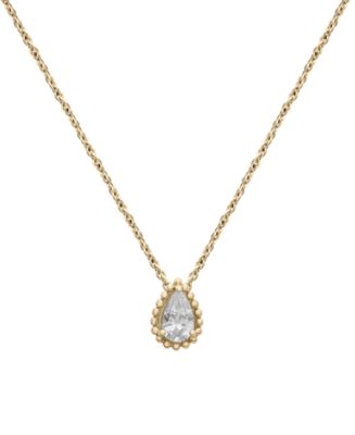 Diamond Pear Solitaire Pendant Necklace (1/4 ct. t.w.) in 14k Gold, 16 ...