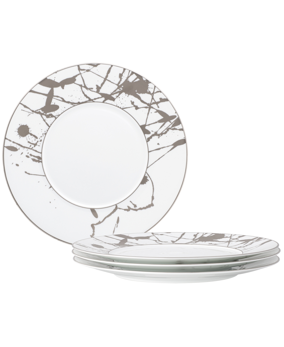 Noritake Raptures Platinum Set Of 4 Dinner Plates, Service For 4 In White Platinum