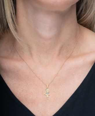 Diamond Ballerina Girl Pendant Necklace (1/20 ct. tw) in 10k Gold, 18" + 2" extender, Created for Macy's