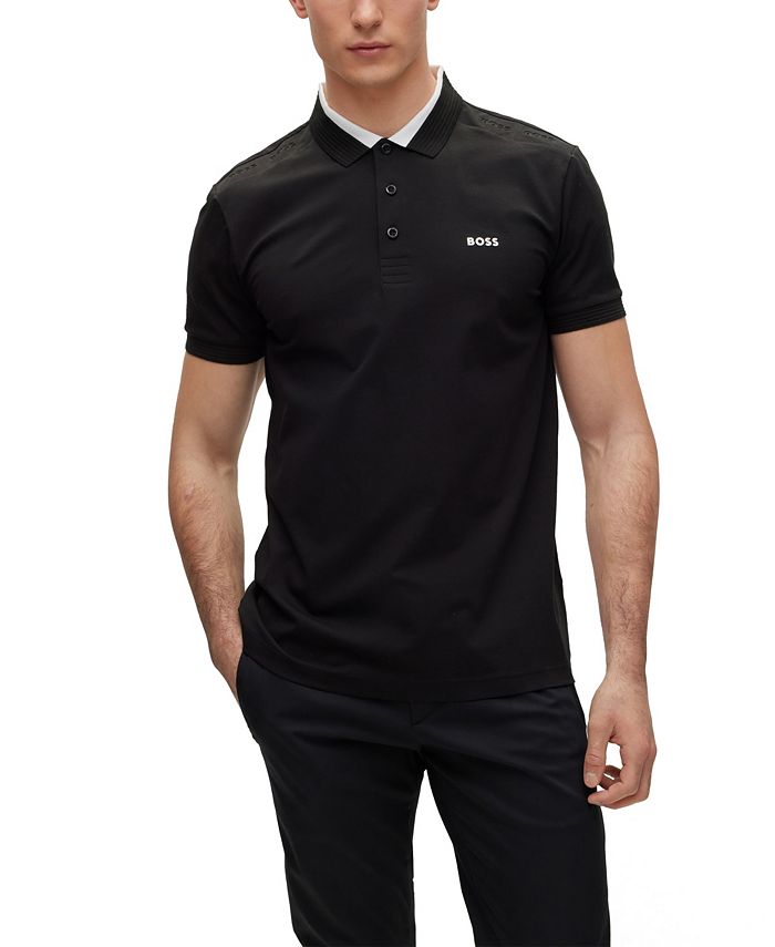 Hugo Boss BOSS Men's Stretch-Cotton Slim-Fit Logo Inserts Polo Shirt ...